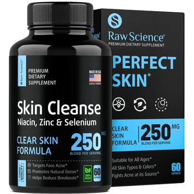 Produktbild von Skin Cleanse 250mg Clear Skin Formula (60 Kapseln) Nahrungsergänzungsmittel, Haut, Gesichtspflege, Reinigung, Hautreinigung
