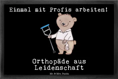 Produktbild von Mr. & Mrs. Panda Eingangsteppich Orthopäde Leidenschaft 40 x 60 cm - Schwarz - Geschenk, Orthopädie, Praxis, Fußabtreter, Spruch, Schmutzmatte, Eingangsmatte, fußmatte