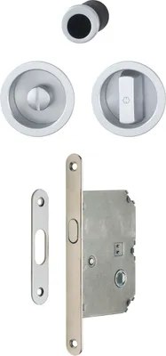 Produktbild von HOPPE Schiebetürmuschel Set 4920 - WC mit Schloss, rund, verchromt satiniert
