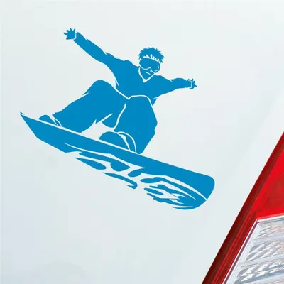 Produktbild von Auto Aufkleber Snowboard Snow Schnee Sport 10x9 cm Hellblau Sticker Heckscheibenaufkleber