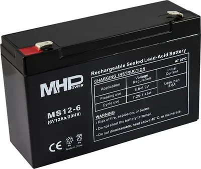 Image de Batterie au plomb MHPower VRLA AGM 6V/12Ah (MS12-6)