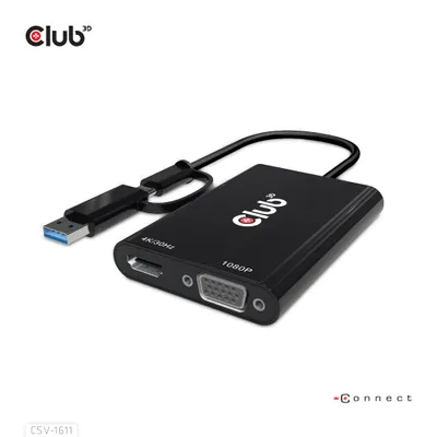 Immagine prodotto di Club3D Adapter USB Typ C/A > HDMI / VGA                St/Bu retail