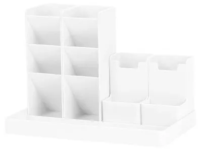 Imagen del producto de Organizador de escritorio con 13 compartimentos, color blanco