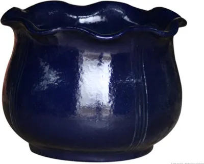Produktbild von KERAZO Blumentopf Pflanzkübel Nebelhorn mit geformten Rand aus Keramik 37x29 cm frostfest, standfest, Farbe: blau