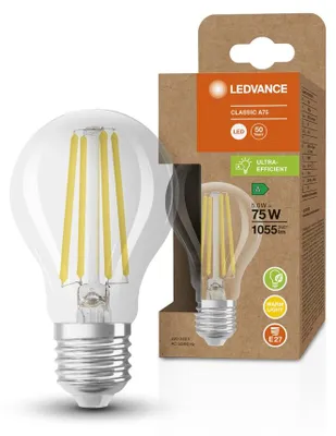 Immagine prodotto di LEDVANCE LED CLASSIC massima efficienza classe A 5W 830 lampada E27 trasparente 1055lm 3000K bianco caldo come 75W 4099854060113
