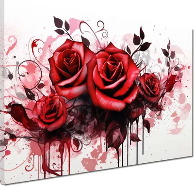 Produktbild von Leinwandbild Wandbild Kunstdruck XXL Wanddeko wunderschöne rote Rosen: 140x105x4cm
