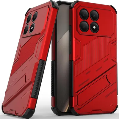 Produktbild von Armor Hülle für Xiaomi Poco F8 Pro/Redmi K90 Hybrid PC TPU Bumper Stoßfestes Schutzhülle mit Standfunktion Rot