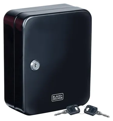 Produktbild von BLACK+DECKER Schlüsselschrank mit Schloss  20 Haken - mit Aufhängematerial - Schwarz