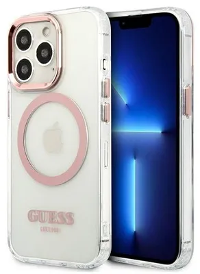 Zdjęcie produktu dla Guess Guhmp13Lhtrmp Iphone 13 Pro / 13 6,1 Różowy/Pink Hard Case Metal Outline Magsafe