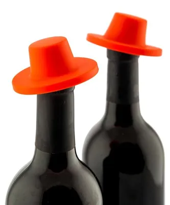 10 Silikon-Weinverschlüsse orange für Weinflaschen