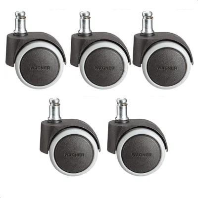 Produktbild von WAGNER Bürostuhlrollen 5tlg. Set SOFT - Ø 50 mm, intervallgebremst, Steckstift 11x20 mm, Tragkraft je 50 kg - 02401161