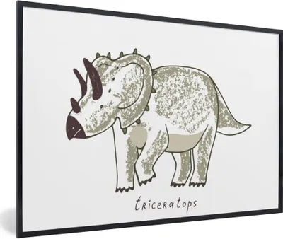 Produktbild von MuchoWow® Gerahmtes Poster Kinderzimmer - Triceratops - Dinosaurier - Jungen - Mädchen - Kinder 90x60 cm - Poster mit Schwarzem Bilderrahmen Wandposter Rahmen Foto Bilder - Fotorahmen - Foto-Plakat