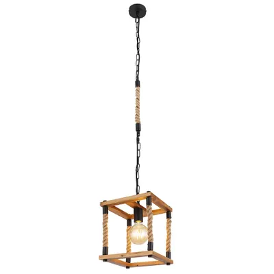 Produktbild von Hängeleuchte, Holz, Hanfseil, naturfarben, schwarz, H 120 cm