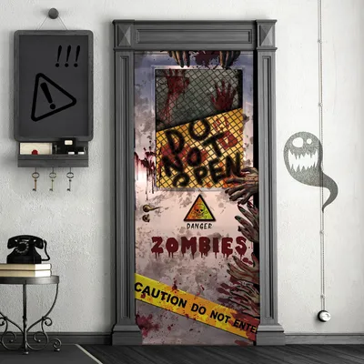 Zombie-Deurhoes, gruselig, 200 x 90 cm, Halloween-Deko