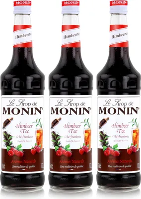Produktbild von Monin Sirup Himbeer Tee 700ml - Cocktails Milchshakes Kaffeesirup (3er Pack)