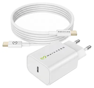 Immagine prodotto di Mayaxess, alimentatore da 20 W per Galaxy S24 + cavo USB-C da 1 m, bianco