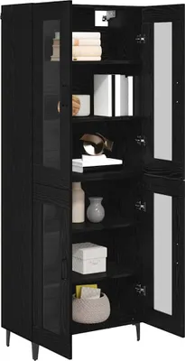 Immagine prodotto di vidaXL Credenza nera look rovere 69,5 x 34 x 180 cm materiale a base di legno