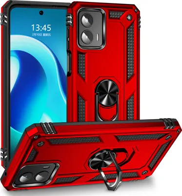 Produktbild von Moto G 5G 2023 Hülle, Schiebe Kamera Schutz Schutzhülle mit Ringhalterung Ständer Kartenhalter für Motorola Moto G 5G 2023 Rot
