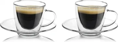 Produktbild von boral - Expresso Doppelwandige Tasse und Untertasse mit Boden - 80 ml - 2 Stück