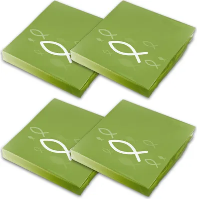 Produktbild von itenga Servietten Fisch GRÜN Weiß 30 x 30 cm 3-lagig 80 Stück