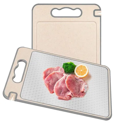Produktbild von Schneidebrett aus Titan mit Abtropfschale und Messerschärfer, doppelseitiges Schneidebrett aus Edelstahl 304, Küchenschneidebrett für Fleisch, Gemüse, Obst und Brot, lebensmittelecht