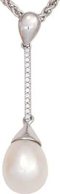 Produktbild von JOBO Anhänger 585 Gold Weißgold 1 Süßwasser Perle 14 Diamanten 0,06ct.
