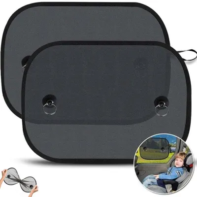 Produktbild von Auto Sonnenschutz Seitenscheibe - 2 Stück - 36 x 44 cm - UV-Schutz - mit Saugnäpfen und Aufbewahrungstasche - Sonnenblende für Kinder und Babys