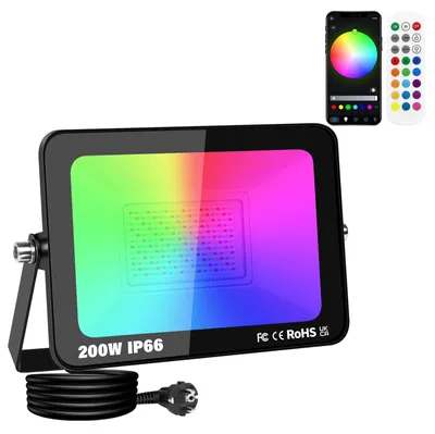 200W RGB LED-Außenstrahler, APP-Steuerung, IP66, dimmbar