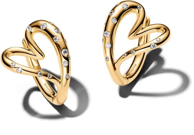 Produktbild von Pandora Organically Shaped Stone-Set Heart Hoop 264664C01 Ohrringe