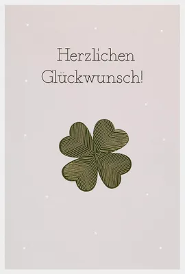 Produktbild von Herzlichen Glückwunsch Allgemeine Wünsche unverpackte Glückwunschkarte mit Umschlag Kleeblatt
