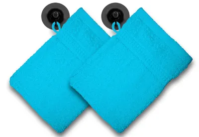 Produktbild von 2er Set Waschhandschuhe Waschlappen türkis 16x21 cm Frottee Baumwolle Frottier