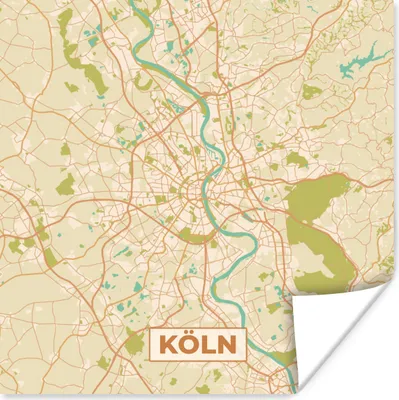 Produktbild von MuchoWow® Poster Karte - Köln - Stadtplan - Vintage - Karte 100x100 cm - Babyzimmer