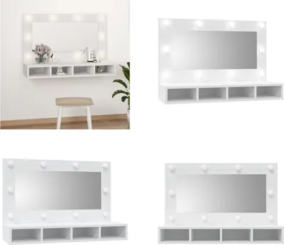 Obrázek produktu pro vidaXL Zrcadlová skříňka s LED diodami bílá 90x31,5x62 cm - Zrcadlová skříňka - Zrcadlové skříňky - Zrcadlová skříňka na zeď - Toaletní zrcadlo
