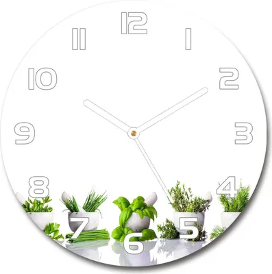 Produktbild von Wanduhr aus Glas 30fi Glasbild Glasuhr Gehärtetes Glas - weisse-zeiger - Herbs