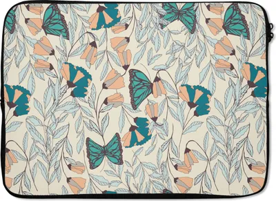 Produktbild von MuchoWow® Laptop Hülle 13 Zoll Mädchen - Schmetterling - Blumen - Muster - Mädchen - Kinder - Kind Laptoptasche - Laptophülle - Sleeve - Rundumschutz