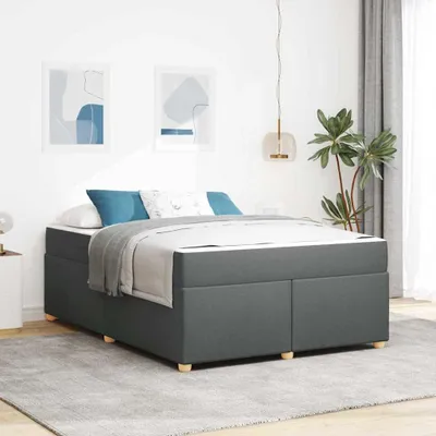 Produktbild von vidaXL Bettrahmen mit Matratze Dunkelgrau 160 x 200 cm Stoff