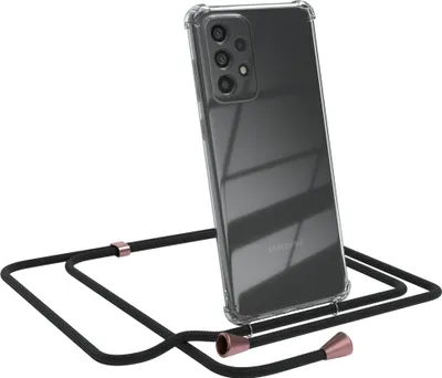 Produktbild von EAZY CASE Handykette kompatibel mit Samsung Galaxy A73 5G, Handyhülle mit Umhängeband, Handykordel, Schutzhülle Clear, Band in Schwarz