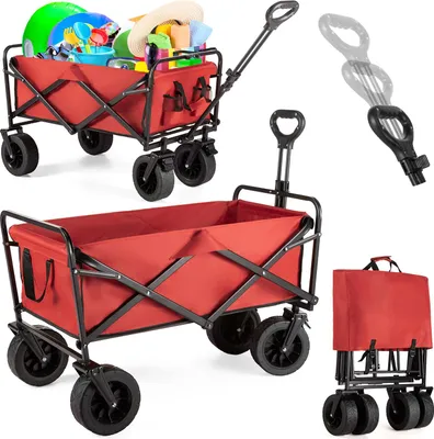 Produktbild von Outtec® Faltbar Handwagen, Bollerwagen, Einkaufstrolley, Transportwagen - 100 Liter, bis 100 kg - 91x59x52 cm - zum Einkaufen & Camping