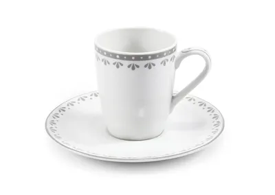 Obrázok produktu pre Šálka na espresso s podšálkou, 0,09 l, HyggeLine, sivá, Leander, český porcelán Bez monogramu.