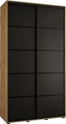 Produktbild von MEBLE KRYSPOL Cannes 4 Schrank mit 2 Schiebetüren - 205,2x140x45 cm - Artisan Schwarz Schwarz