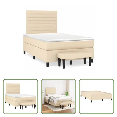 Produktbild von The Living Store Boxspringbett mit Matratze Creme 120x190 cm Stoff