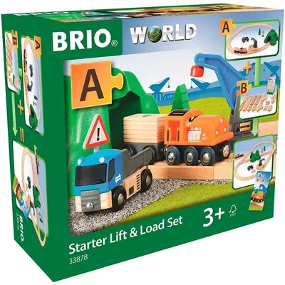 Immagine prodotto di BRIO® 33878 BRIO® Güterzug mit Kran Starter-Set Spielzeugeisenbahnen