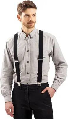 Produktbild von Schwarze Suspenders mit X-Form, 4 cm breite Klemme, anpassbare Länge für Männer