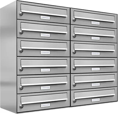 Produktbild von 12er Edelstahl Briefkasten Anlage 12 Fach Wandbriefkasten Postkasten