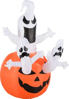 Zdjęcie produktu dla Inflatable Halloween dekoracja: duch dyni, figura nadmuchiwana z oświetleniem LED, poliester, 120x120x180 cm