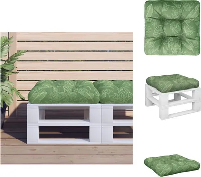 Immagine prodotto di vidaXL Cuscino Pallet motivo foglia 60x60x12 cm in tessuto - cuscino per seduta