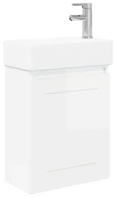 Image de Meuble de salle de bain avec robinet Blanc brillant
