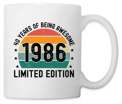 Produktbild von Spreadshirt 40 Years Of Being Awesome 1986 Limited Edition Tasse, One size, Weiß