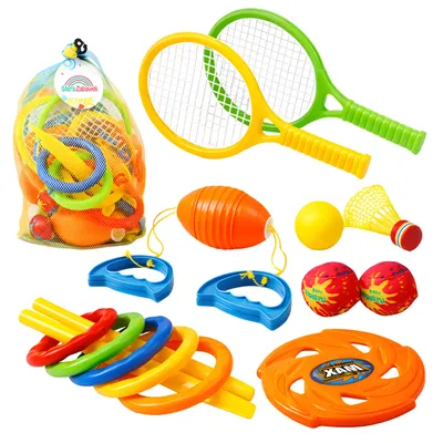 Produktbild von 7in1 Garten-Set Outdoor Spielzeug Set Strandspielzeug Schlägerspiel Frisbee Ringo