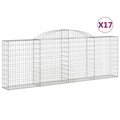 Produktbild von Gabionen mit Hochbogen 17 Stk 300x30x100/120cm Verzinktes Eisen